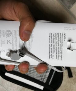 lezchi Portable Power Bank, Ultra Slim 10000mAh Portable Charger, USB C External Battery Pack with Built-in AC Plug, Charging Cable, Output Port, Compatible with All Kinds of Cellphones … White 27 71JP5ZYRRqL