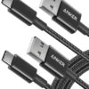 Anker USB C Cable, [2-Pack, 6ft] Premium Nylon USB A to USB C Charger Cable for Samsung Galaxy S10 S10+, LG V30, Beats Fit Pro and Charging Cord for USB C Port Camera (USB 2.0, Black) 6 Feet