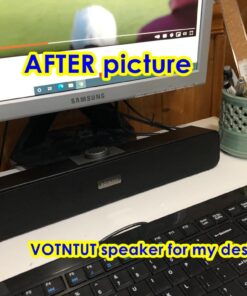 VOTNTUT Computer Speakers,Wired USB Desktop Speaker,Stereo USB Powered Mini Sound Bar Speaker for PC Tablets Desktop Laptop MP3 Mac Air/Pro((USB-C to USB Adapter Included) (Black) Black 35 71JPesUkYEL