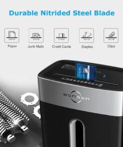 BONSEN Paper Shredder for Home Office, 10-Sheet Cross-Cut Shredder, P-4 High Security Level, Quiet Credit Card Shredder with Jam Proof System, 4 Gallons Bin (S3201) 10-Sheet Cross Cut 15 71JPgxJe8CL