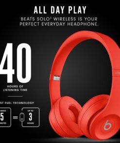 Beats Solo3 Wireless On-Ear Headphones - Apple W1 Headphone Chip, Class 1 Bluetooth, 40 Hours of Listening Time, Built-in Microphone - Red (Latest Model) Without AppleCare+ 28 71JQcGRXyuL