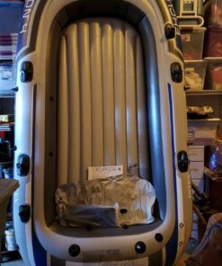 INTEX Excursion Inflatable Boat Series: Includes Deluxe 54in Aluminum Oars and High-Output Pump – SuperStrong PVC – Adjustable Seats with Backrest – Fishing Rod Holders – Welded Oar Locks 4-Person 33 71JRlyFScL