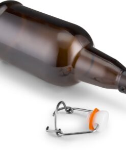 Home Brewing Glass Beer Bottle with Easy Wire Swing Cap & Airtight Rubber Seal -Amber- 16oz - Case of 12 - by Tiabo Amber 19 71JRqMfw5sL