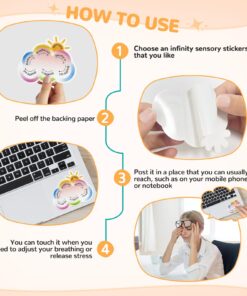 Cusprtm 48 Pcs Anxiety Sensory Stickers, 2 Textured Tactile Rough Calm Stickers Large Size Breathing Stickers Mindfulness Stickers for School Office Classroom Adults Teens Sensory Items 37 71JSSg4CspL