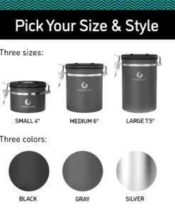 Coffee Gator Stainless Steel Canister - Small 11oz, Silver Coffee Grounds and Beans Container with Date-Tracker, CO2-Release Valve, and Measuring Scoop - Ideal Coffee Lovers Gifts for Her 17 71JSoaaaMqL 2