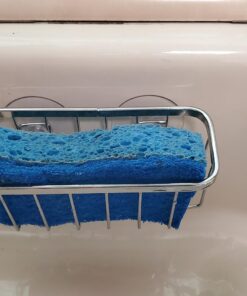 iDesign Gia Stainless Steel Dish Sponge Holder Basket with Suction Cups, Ideal for Kitchen Sinks and Bathroom Organization, Set of 1, Polished 37 71JT zxhQaL