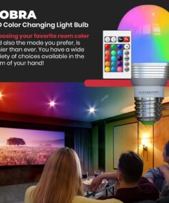 Kobra LED Color Changing Light Bulb with Remote Control (4-Pack) - 16 Different Color Choices Smooth, Fade, Flash or Strobe Mode - Smart Remote Lightbulb - RGB & Multi Colored 4 Count (Pack of 1) 14 71JTmaQD8iL