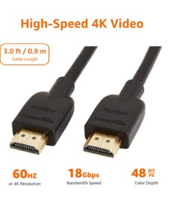 Amazon Basics High-Speed, 4K Ultra HD HDMI 2.0 Cable / Cord, 60 Hz, 2160p, 48 bit, 18 Gbps, 3D, male-to-male, 0.9m (2.9ft) for Laptop 1 Black 3 Feet 41 71JUvCRRrIL
