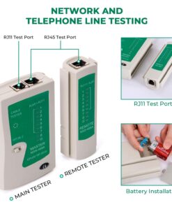 SGILE 9-in-1 Portable Crimping Tool Kit, 8P8C 6P6C 4P4C Connectors, RJ11/RJ12/RJ45 Cat5 Cat5e Network/Phone Cable Tester, Black 19 71JVNFr0HEL