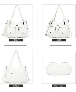 Purses and Handbags Women Tote Shoulder Top Handle Satchel Hobo Bags Fashion Washed Leather Purse 1-white 12 71JVZoyBrZL