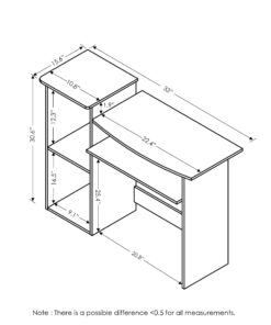 Alternative view of Furinno Econ Multipurpose Computer Writing Desk, Light Cherry/Black With Storage