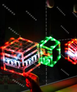 Bupelo Pixel Game Themed Decorations, 3 Pack Creeper & TNT Window Lights with Suction Cup Battery Operated, Miner Crafting Birthday Gift Decorations Lights, Kid's Bedroom Ornament Gaming Room Decor 27 71JWTMU9iEL