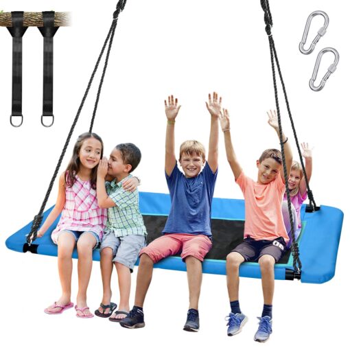 Trekassy 700lb Giant 60" Platform Tree Swing for Kids and Adults Waterproof 2 Hanging Straps (Blue) Blue