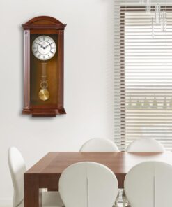 Pendulum Wall Clock Battery Operated - Large Hanging Grandfather Wall Clock with Pendulum - Quiet Wood Pendulum Clock - Wooden Wall Clock for Living Room Decor, Office & Home Décor Gift 27x11 Medium Wood 26 71JZ v3RveL 2