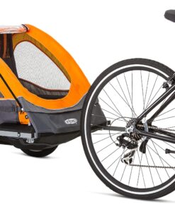 Instep Quick-N-EZ Double Tow Behind Bike Trailer for Toddlers, Kids, Converts to Stroller, Jogger, 2-in-1 Canopy, Universal Bicycle Coupler, Folding Frame, Multiple Colors Orange 27 71JZAFqkyOL