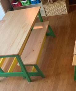 Amazon Basics Indoor Kids Table and Bench Set, Natural 47 71JZNgdH52L