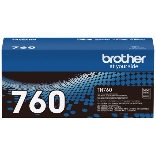 Brother Genuine TN760 High Yield Black Toner Cartridge, (for use with MFC-L2710DW MFC-L2750DW HL-L2350DW HL-L2370DW HL-L2395DW HL-L2390DW DCP-L2550DW Printers) Printer with High Yield Toner