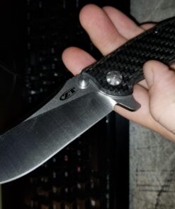 Zero Tolerance 0562CF Hinderer Slicer Folding Knife; 3.5” CPM-20CV Stonewashed and Satin Steel Blade, Carbon Fiber Front Handle, KVT Ball-Bearing Opening, Frame Lock and Reversible Pocketclip; 5.5 OZ… 3.5" 48 71Jb b EahL