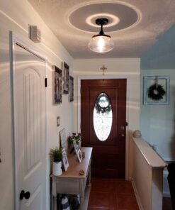 CLAXY Vintage Metal Glass Ceiling Light 1-Light Pendant Lighting Chandelier Oil-Rubbed Bronze 24 71JbBms hoL