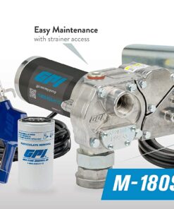 GPI M-180S Fuel Transfer Pump with Filter Kit, 18 GPM, 12-VDC, Automatic Shut-Off Nozzle, 12' Hose, 18' Power Cord (110612-02) M-180S-AU/Filter Automatic Nozzle & Filter 12 71JbTCc JNL