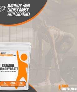 BULKSUPPLEMENTS.COM Creatine Monohydrate Powder - Micronized Creatine Monohydrate, Creatine Supplement, Creatine Powder - 5g (5000mg) per Serving, Unflavored & Gluten Free, 250g (8.8 oz) 50 Servings (Pack of 1) 21 71JbxCdgNL