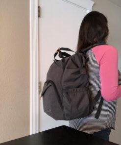 Hap Tim Diaper Bag Backpack,Large Capacity Travel Back Pack Maternity Baby Nappy Changing Bags, Double Compartments with Stroller Straps,Waterproof,Black (US7340-DG) Dark Grey 62 71Jd5p8f3BL