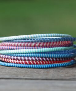 New Charms Recycled Flip Flip Bracelets in Your Choice of Colors - Handmade in Mali, West Africa Clear with Blue 17 71JdUhwpbhL