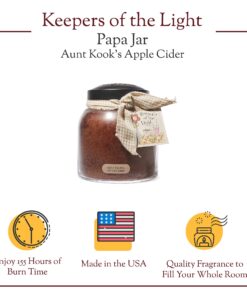 A Cheerful Giver — Aunt Kook's Apple Cider - 34oz Papa Scented Candle Jar with Lid - Keepers of the Light - 155 Hours of Burn Time, Gift for Women, Brown 14 71JeZRkk4S