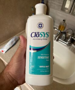 CloSYS Sensitive Mouthwash, 32 Ounce, Gentle Mint, Alcohol Free, Dye Free, pH Balanced, Helps Soothe Mouth Sensitivity, Fights Bad Breath Fresh Breath 32 Fl Oz (Pack of 1) 24 71JfTRgJa4L