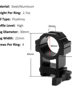 Alternative view of MIZUGIWA 30mm High Profile Picatinny QD Scope Mount Rings - 2 Pcs