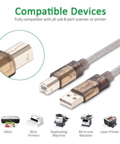 Printer Cable 5Ft,2.0 Printer Scanner Cable Cord USB Type A Male to B Male High Speed for HP, Canon, Lexmark,Dell, Xerox, Samsung etc(5 Ft/1.5M) 5 Ft/1.5M 11 71JhI3txqkL