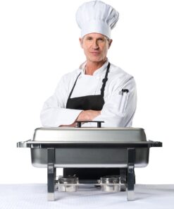 TigerChef Chaffing Dishes Stainless Steel - Food Warmer - Chafing Dish Buffet Set - 2 Chafer and Buffet Warmer Sets with Half-Size Pans and Cool-Touch Plastic Handle Full Size with 1/2 Inserts 7 71JhLlbn2oL 1