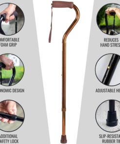 DMI Walking Cane and Walking Stick for Adult Men and Women, FSA Eligible, Lightweight,Ergonomic Hand Grip and Wrist Strap Bronze 1 16 71JhYgc2n9L