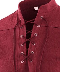 Moomphya Men's Pirate Shirt Viking Steampunk Retro Renaissance Medieval Gothic Victorian Halloween Costume Wine Large 12 71JhaBXnIrL 1