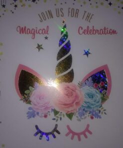 T-Antrix 24 Pcs Unicorn Invitations with 24 Envelopes, Double Sided Rainbow Glitter Unicorn Birthday Party Invitation Cards for Kids Birthday Baby Shower Unicorn Party Supplies 51 71JhtlzoJDL