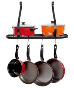 Vdomus Wall Mounted Pot and Pan Rack for Kitchen, Cookware Hanging rack with 10 Hooks Included, Hanging Pan Organizer, Black 24 x 10 Inches 29 71Jjo4eltfL