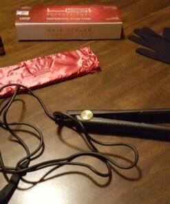 HSI Professional Ceramic Tourmaline Ionic Flat Iron Hair Straightener with Glove, Pouch and Travel Size Argan Oil Leave in Hair Treatment 47 71JlFfZr53L