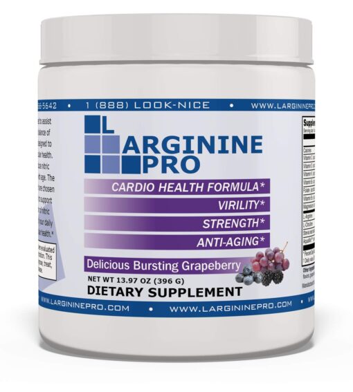 L-ARGININE PRO | L-arginine Supplement Powder | 5,500mg of L-arginine Plus 1,100mg L-Citrulline (Grape Berry, 1 Jar) Grape Berry 13.97 Ounce (Pack of 1)