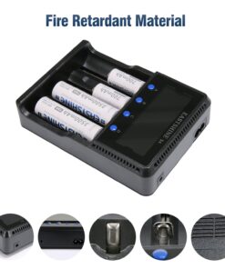 Universal Smart Battery Charger 4 Bay for Rechargeable Batteries NiMH NiCd AA AAA C Li-ion LiFePO4 IMR 18650 21700 20700 26650 14500 16340 18500 10440 18350 RCR123a LCD Display UL Listed 34 71JmeBAUPUL