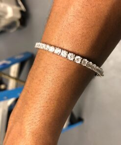 10 Carats 925 Sterling Silver and Round-Cut Cubic Zirconia Eternity Tennis Bracelet 4mm 7.25" 21 71JmeHJl3L