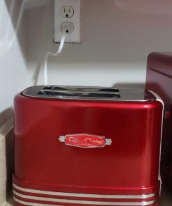 Nostalgia New and Improved Wide 2-Slice Toaster Perfect For Bread, English Muffins, Bagels, 5 Browning Levels, With Crumb Tray & Cord Storage, Retro Red 32 71Jmlhn2ncL