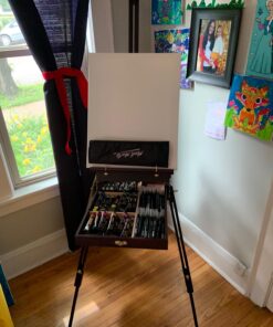 U.S. Art Supply Coronado Black Cherry Easel, Large Adjustable Wooden French Style Field and Studio Sketchbox Tripod Easel with Drawer, Artist Wood Palette, Premium Beechwood, Painting, Sketching Stand 32 71JnGiMu4lL