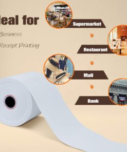 TK Thermal King, (50 Rolls) 3 1/8" 230' feet White Thermal Paper Cash Register POS Receipt, Fits All Credit Card Terminal Great For POS Station Credit Card Terminals Credit Card Machine Paper White 50 Rolls 3-1/8" x 230' 11 71JnKvojZNL