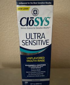 CloSYS Ultra Sensitive Mouthwash, 32 Ounce, Unflavored (Optional Flavor Dropper Included), Alcohol Free, Dye Free, pH Balanced, Helps Soothe Entire Mouth 32 Fl Oz (Pack of 1) 27 71JnWws2IL