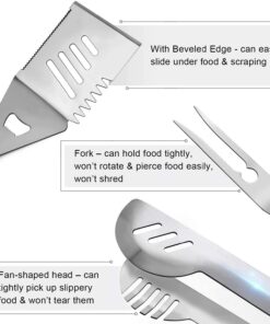 GRILLART Grill Tools Grill Utensils Set - 3PCS BBQ Tools, Stainless Barbeque Grill Accessories - Spatula/Tongs/Fork, with Insulated Glove, Ideal BBQ Set Grilling Tools for Outdoor Grill, Gifts for Men Black 12 71JnmfStp L