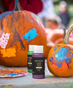 ARTEZA Outdoor Acrylic Paint Set, 20 Colours, 59 ml Bottles, with Storage Box, Rich Pigments, Multi-Surface Paints for Rock, Wood, Fabric, Leather, Paper, Crafts, Canvas and Wall Painting 20 x 59ml (2 fl oz) Outdoor 31 71Jo0FVftkL