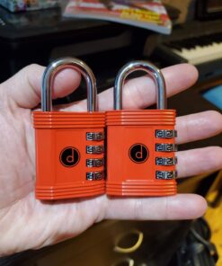 Padlock 4 Digit Combination Lock - for Gym School Locker, Outdoor Gate, Shed, Fence, and Storage - Weatherproof Metal - Keyless, Easy to Set, Resettable - Red 24 71JoFL2M6eL