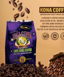 Imagine Kona Organic Coffee Beans | Arabica Kona Beans | Top Grade Air Roasted | Medium Dark Roast | Organic Whole Bean - 8oz 8 Ounce (Pack of 1) 14 71JpdmtTrjL
