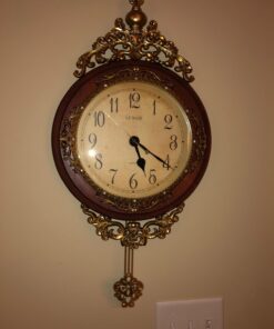 Elegant, Traditional, Decorative, Hand Painted Modern Grandfather Wall Clock W/Swinging Pendulum for New Room or Office. Color Brown & Bronze. Large. 24 Inch. 21 71Jpm5j1G5L