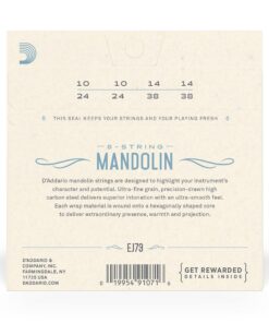 D'Addario Mandolin Strings - Mandolin Strings - Phosphor Bronze - For 8 String Mandolin - Rich, Full Tonal Spectrum - EJ73 - Light, 10-38 1-Pack 6 71Js6mPb2mL